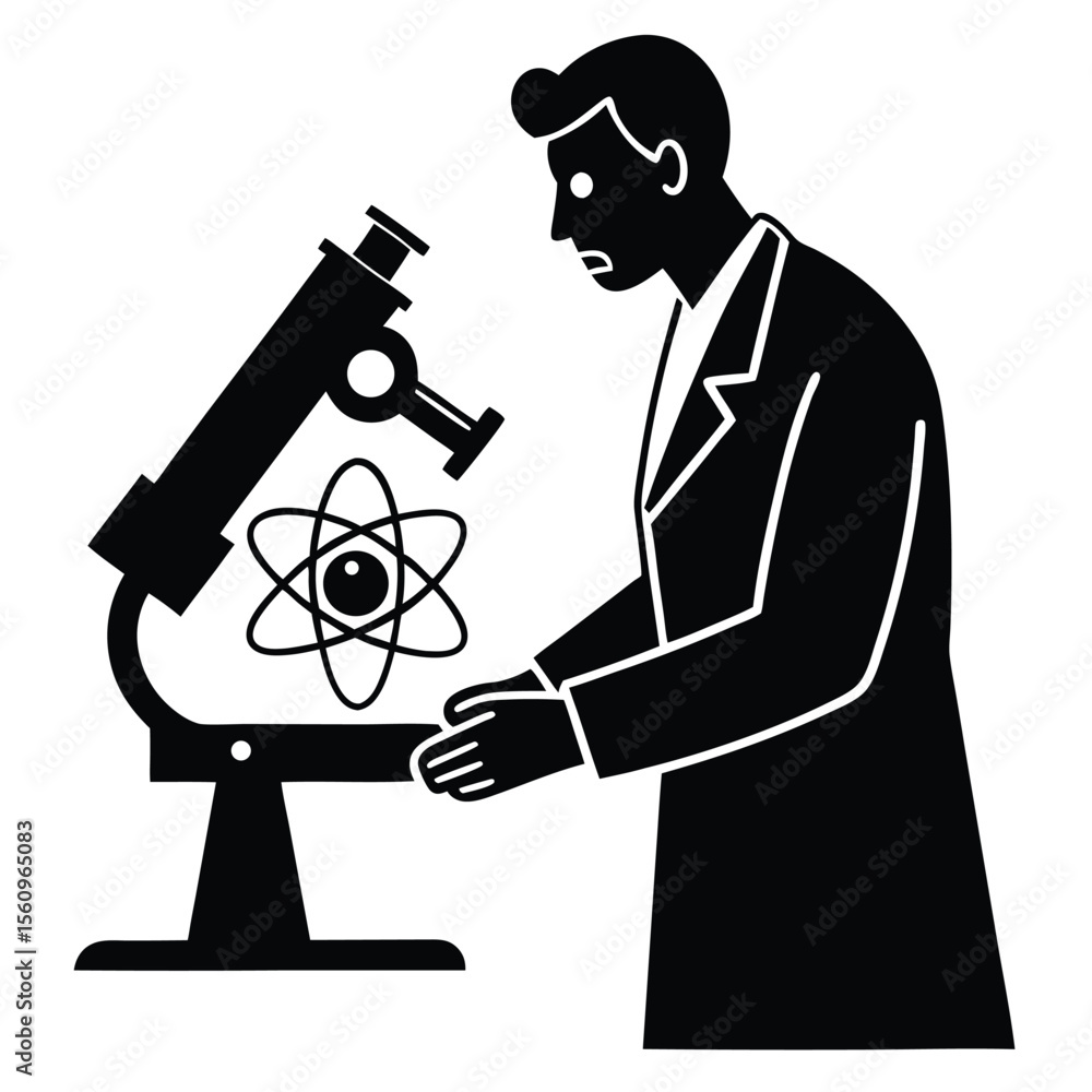 Poster physicist element isolated microscope on white background