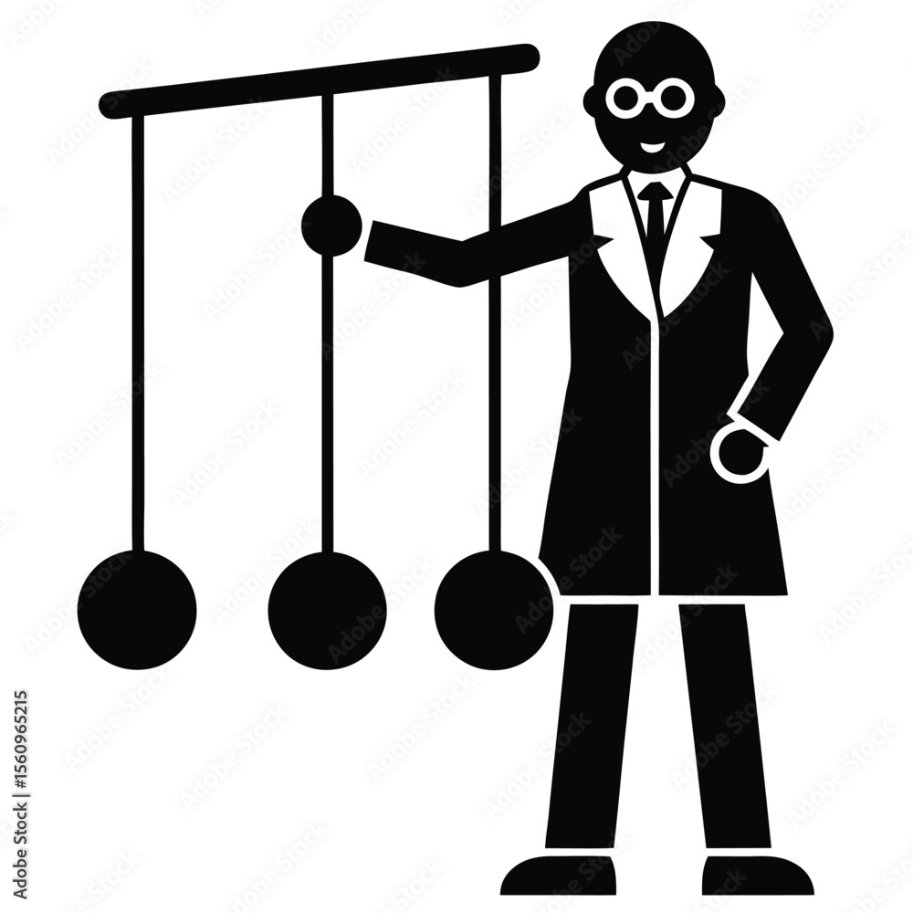 Poster physicist element isolated newton s cradle on white background