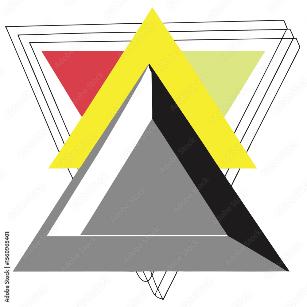 Poster abstract geometric composition with overlapping triangles and bold color palette