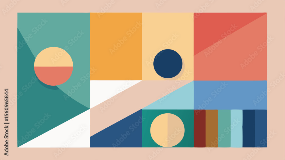 Aufkleber abstract geometric composition with shapes and colors in a modern and minimalist style