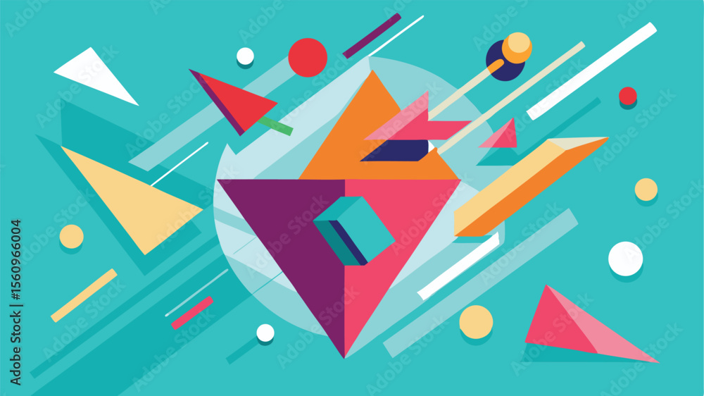 Aufkleber abstract geometric composition with transparent shapes and modern design elements