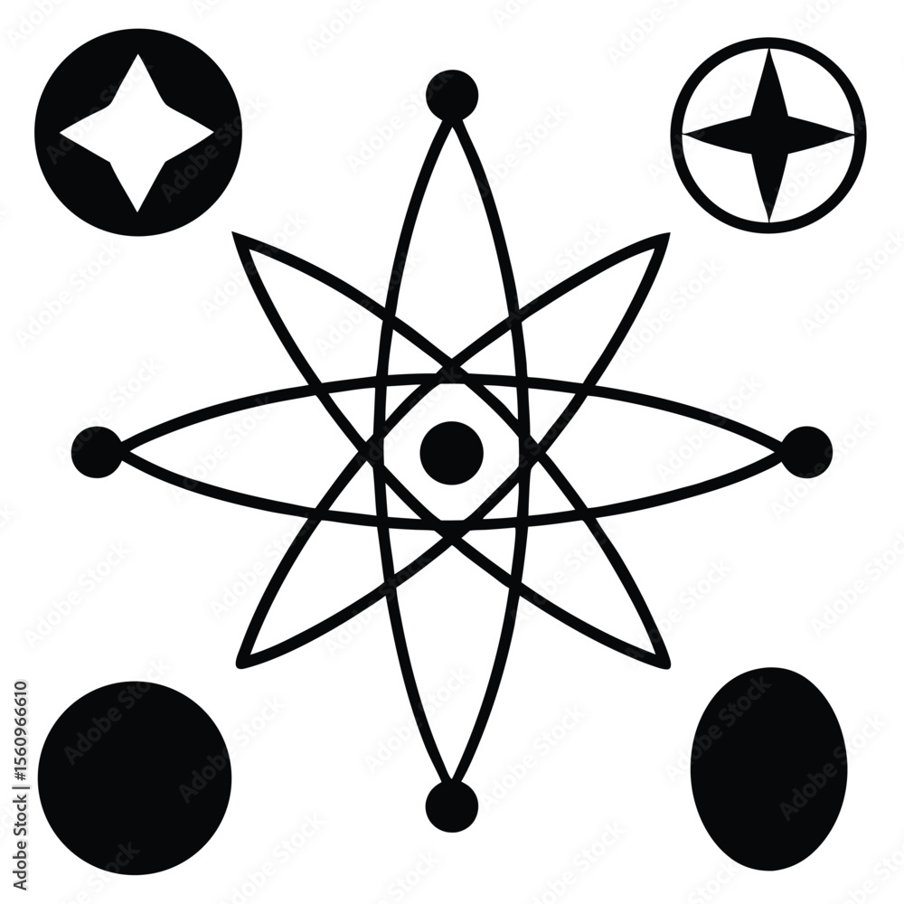 Poster physicist element isolated vector diagrams on white background