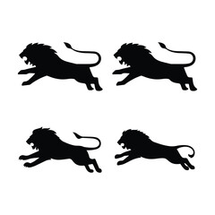 Aggressive Lion Jump Vector Design Bundle Vector Illustration