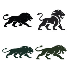 Powerful Lion Jump Design Bundle Vector Illustration