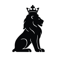 Crowned Lion Head Artwork Vector Illustration