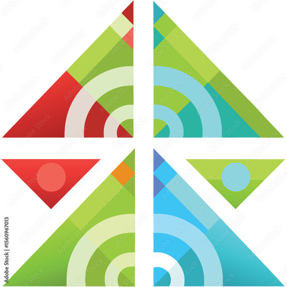Poster abstract geometric design composition in vibrant colors suitable for versatile applications