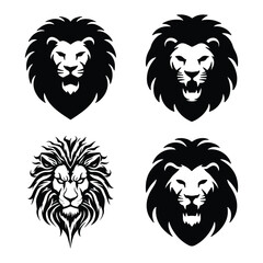 Lion Head Silhouette Collection Vector Illustration