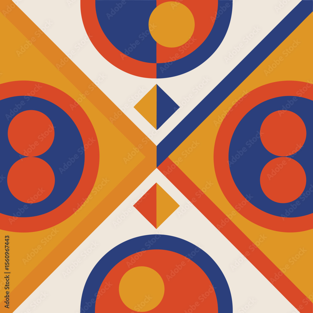 Aufkleber abstract geometric design featuring symmetrical shapes and a harmonious color palette