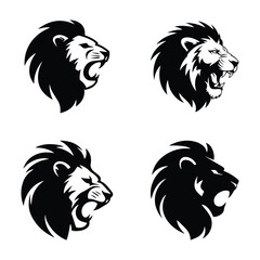 Lion Tattoo Silhouette Logo Collection Vector Illustration