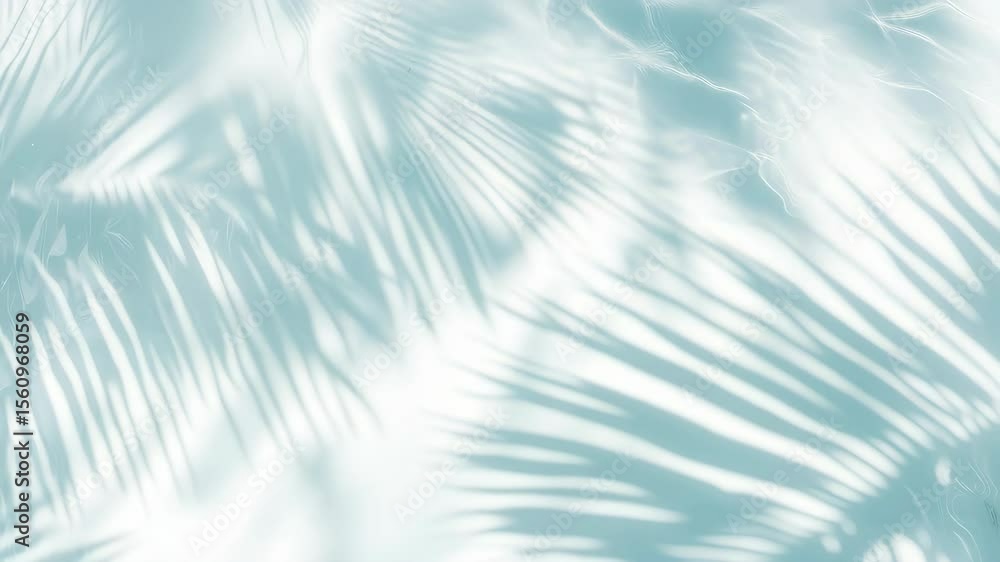 Poster soft focus video background of palm leaf shadows on a light surface. top-down angle creates a tranqu
