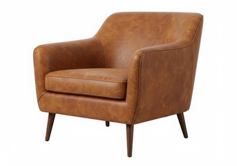 Fototapeta premium Brown leather armchair isolated on white background