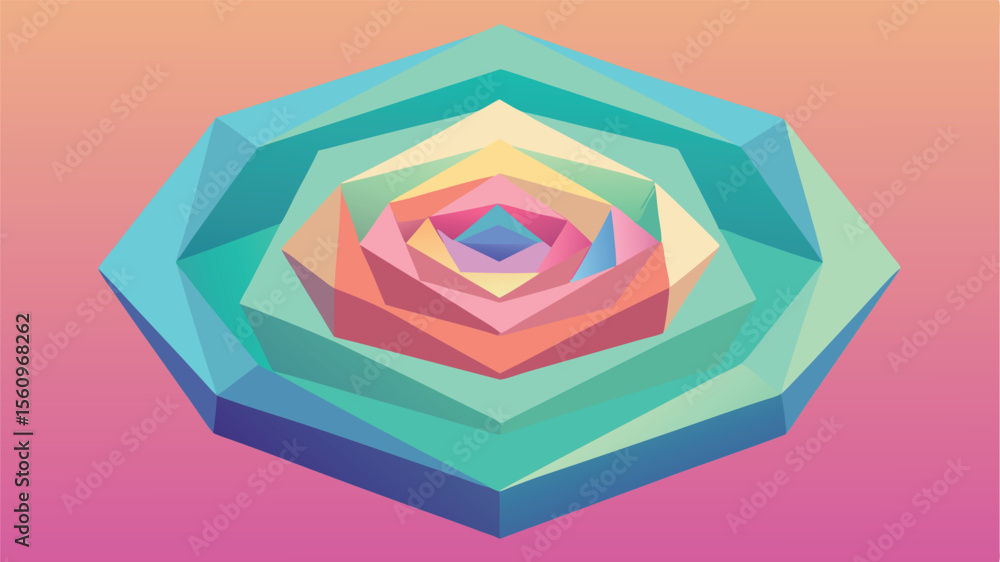 Poster abstract geometric design with colorful layered structure and artistic gradient background