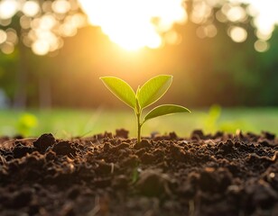 Delicate sprout emerging in spring symbolizing new beginnings