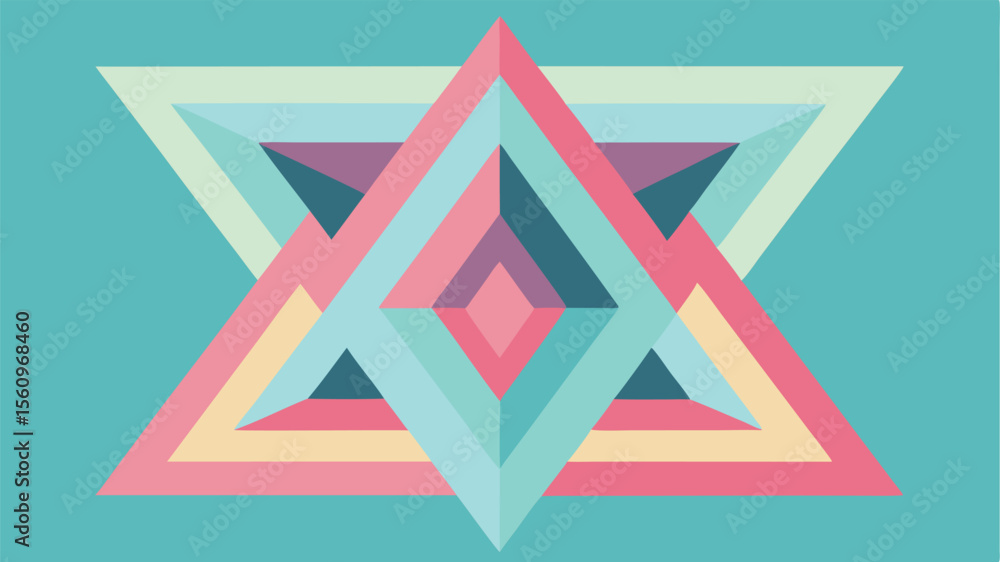 Poster abstract geometric design with layered colorful triangles on a transparent background