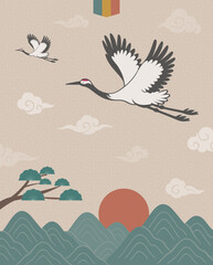 명절 전통 배경 두루미