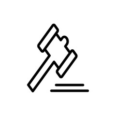 Gavel icon symbol for apps and websites. judge gavel sign and symbol. law icon. auction hammer