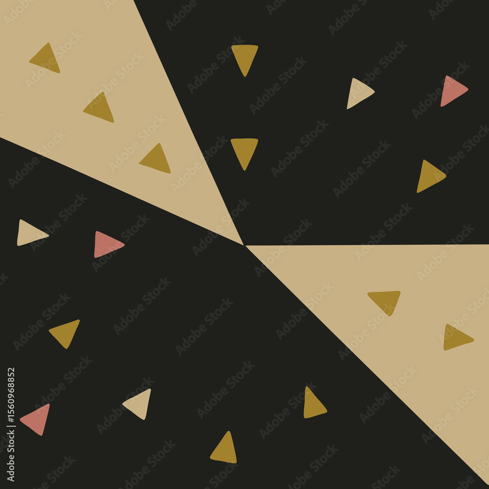 Poster abstract geometric design with triangles in earth tones on a transparent background