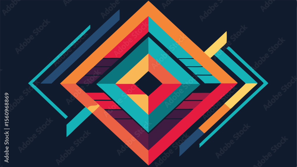 Aufkleber abstract geometric design with vibrant colors and transparency suitable for various projects
