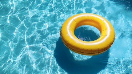 Inflatable rings floating on the water.