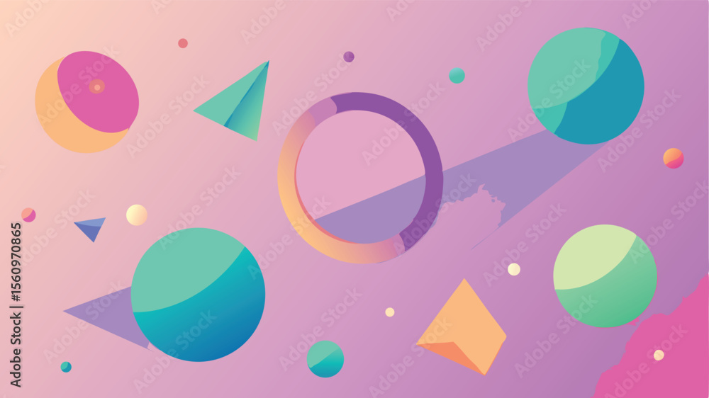 Poster abstract geometric shapes in a gradient background with transparency for versatile design