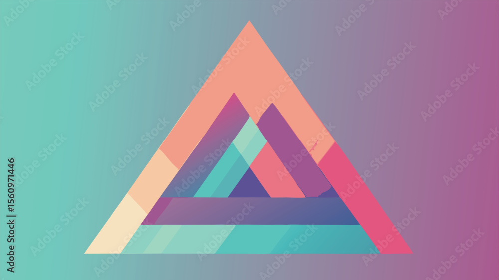 Poster abstract geometric triangle composition with colorful overlapping shapes on a gradient background