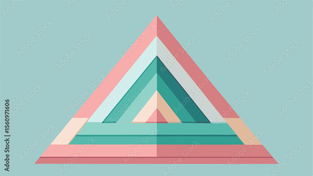 Poster abstract geometric triangle composition with pastel colors and layered design elements