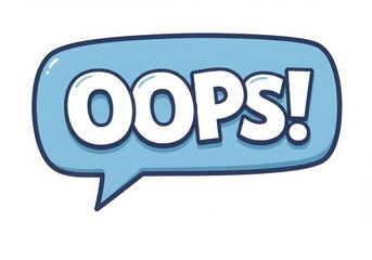 Oops speech bubble in blue color isolated on white background