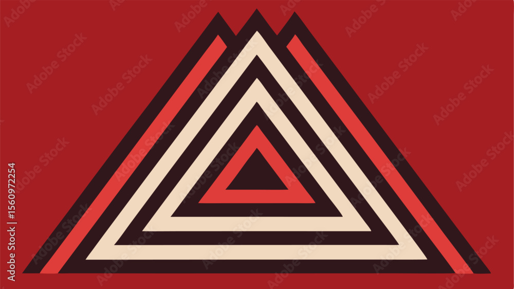 Poster abstract geometric triangle design with red beige and brown tones for various design projects