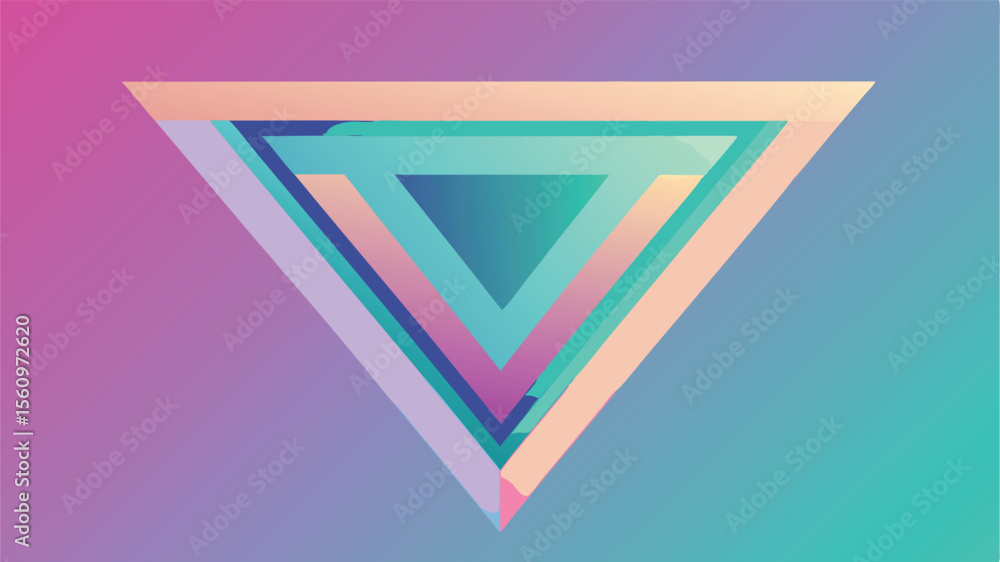 Poster abstract geometric triangle with gradient and layered design element on a white background