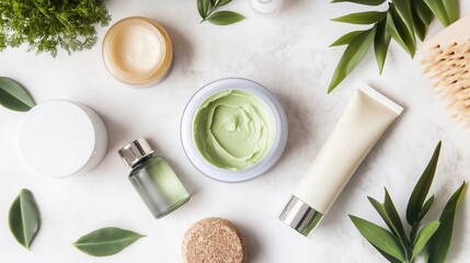 Exploring natural skincare products surrounded by greenery and beauty essentials for a refreshing routine