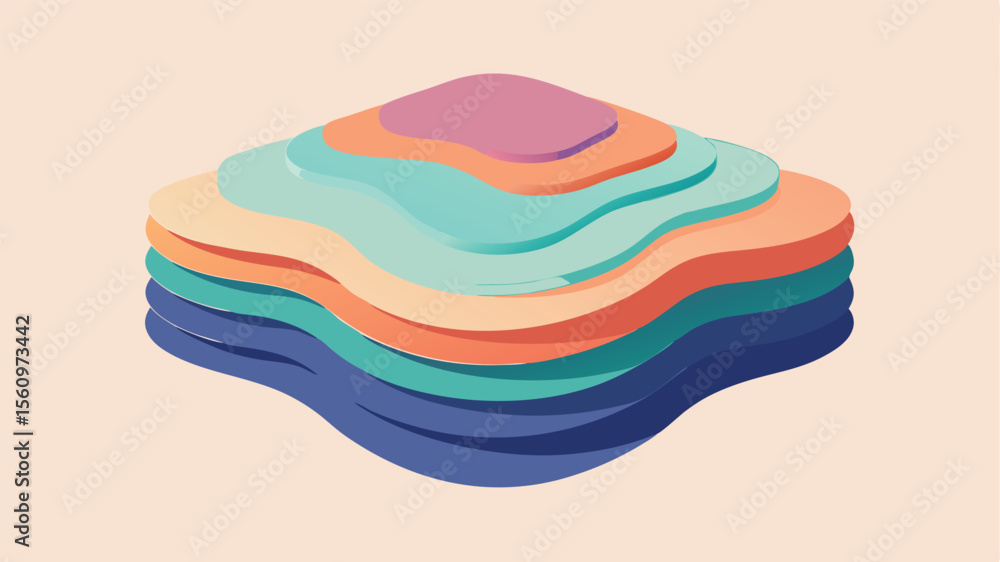 Poster abstract layered shapes in vibrant colors suitable for design projects with transparency.