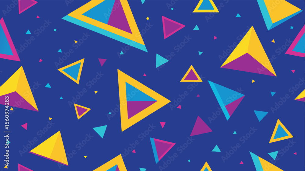 Poster abstract triangle pattern on a deep blue background geometric graphic design