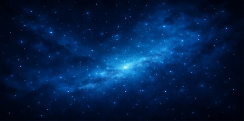 Vast blue cosmic sky illuminated by brilliant stars and deep space nebulae