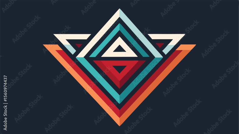 Poster artistic pastel geometry design composed of floating layers in a stylized abstract v shape