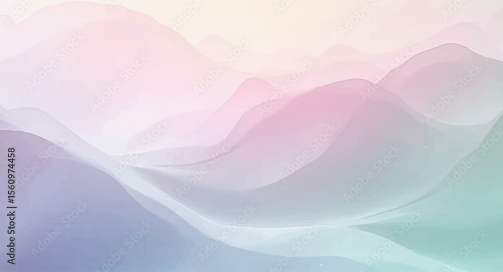 Poster soft pink and blue lines flow in a wavy, smoke-like pattern, creating an abstract background illustr