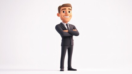 Fototapeta premium A Smiling Animated Man Wearing a Business Suit