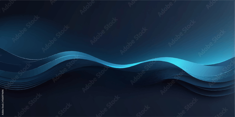 Poster abstract blue wave design with flowing lines and dynamic light for a modern artistic backdrop