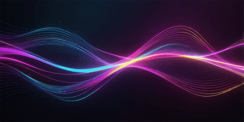 Abstract fractal light waves illuminate a colourful, futuristic pattern