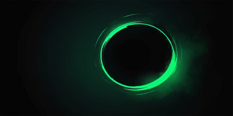 Abstract green background with glowing circles and light, featuring a dark, star-like pattern and a bright, round, colourful design, perfect for a modern wallpaper illustration