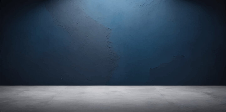 Dark, empty, aged concrete wall and grunge floor room texture with urban design