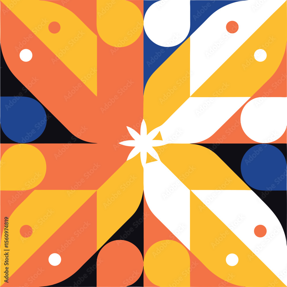Aufkleber colorful abstract geometric pattern with symmetrical shapes and modern design
