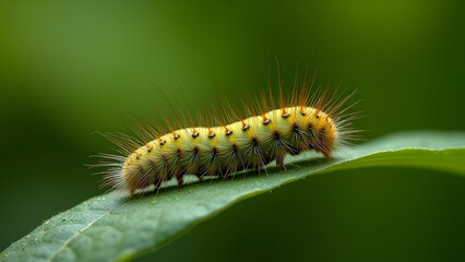 Fuzzy Caterpillar on Leaf