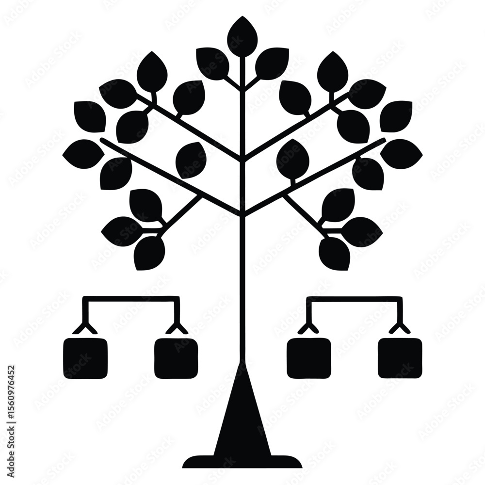 Poster mathematician element isolated decision tree on white background