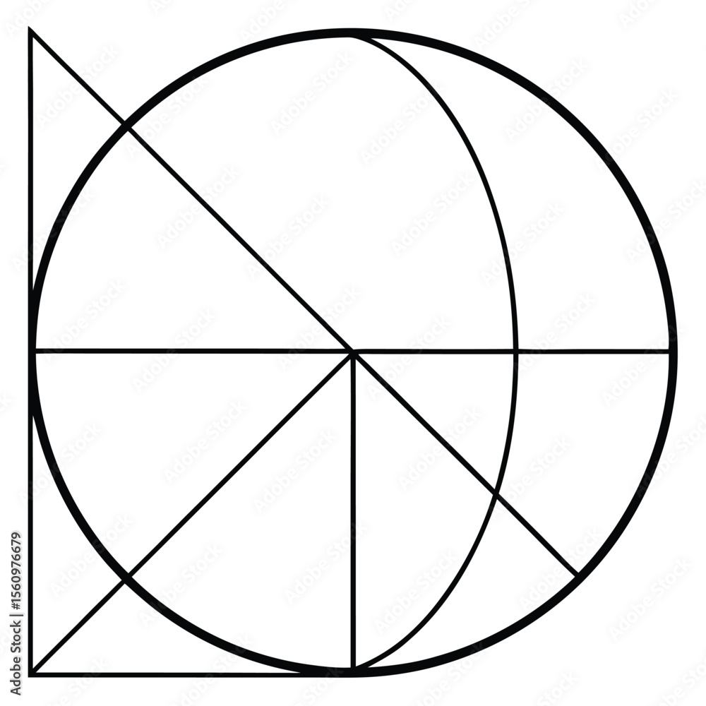 Poster mathematician element isolated golden ratio diagram on white background