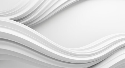 Obraz premium Modern 2.5D and 3D abstract white background with flowing wave-like curves, soft ambient light, and luminous feel.