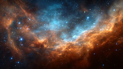 Obraz premium Orange and Blue Nebula in Starry Night Sky