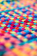 Close up of Colorful Cotton Woven Texture