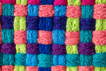 Close up of Colorful Cotton Woven Texture