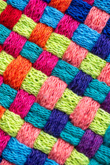 Close up of Colorful Cotton Woven Texture