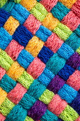 Close up of Colorful Cotton Woven Texture